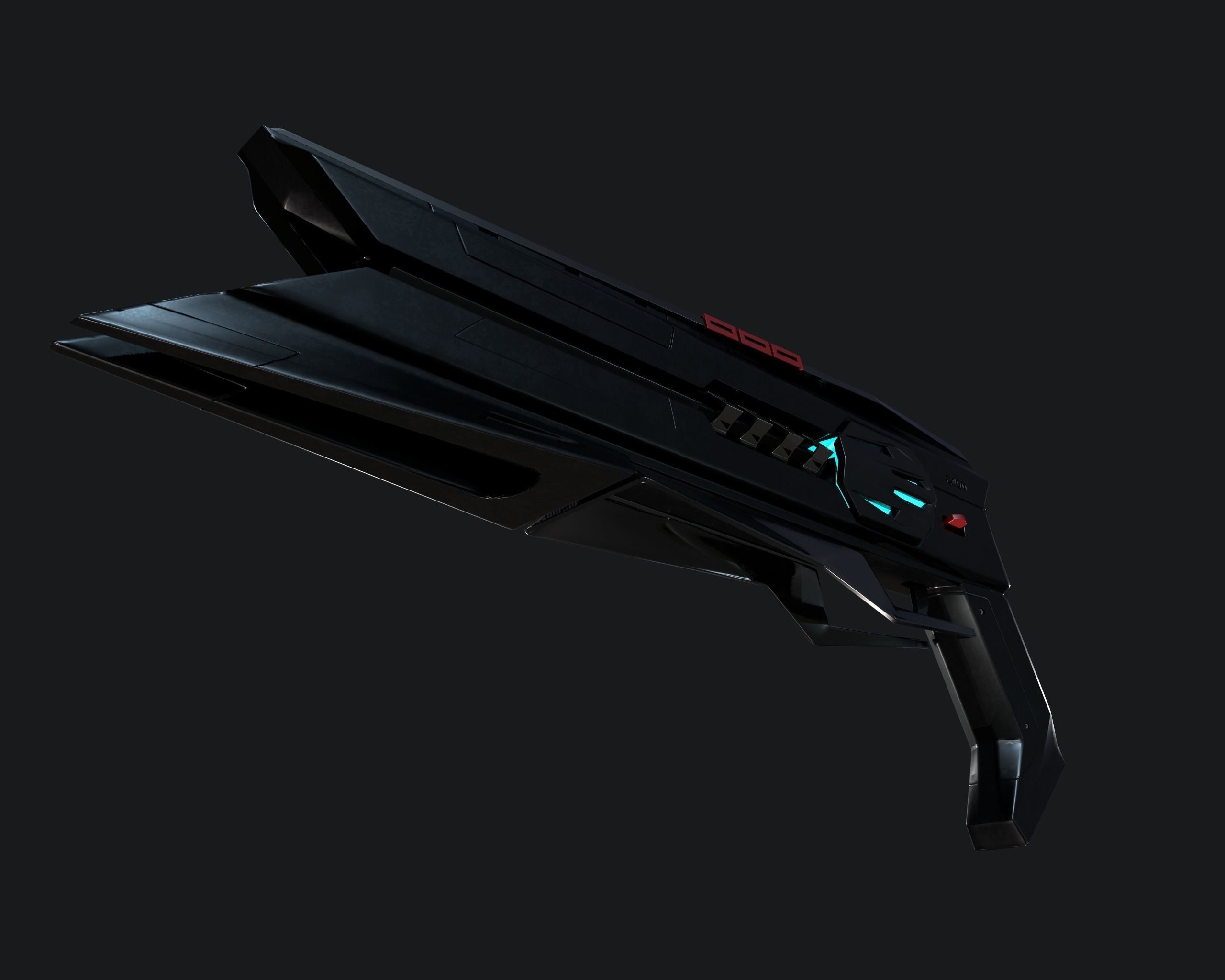 sci fi weapon game ready Low-poly 3D model_4