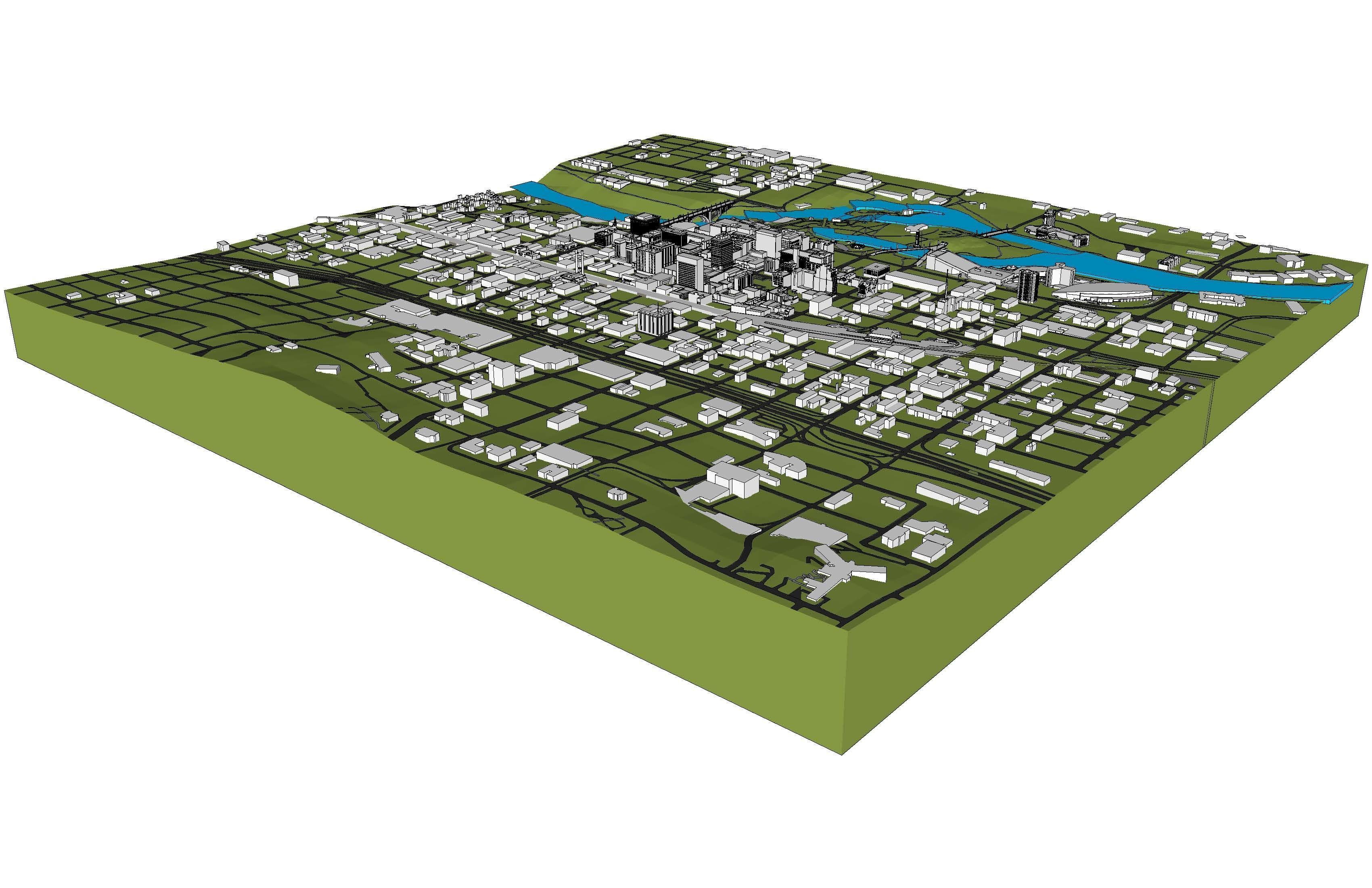 Downtown Spokane Washington 3D model_2