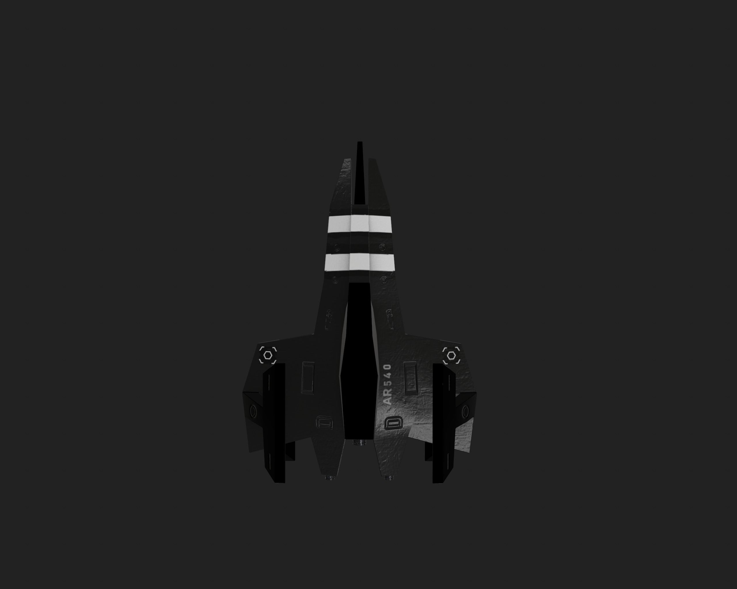 Spaceship Low-poly 3D model_2