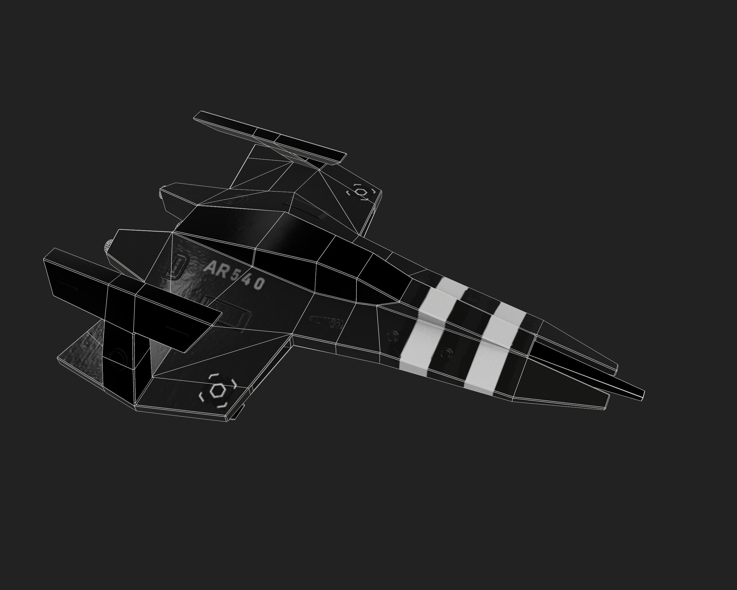 Spaceship Low-poly 3D model_4