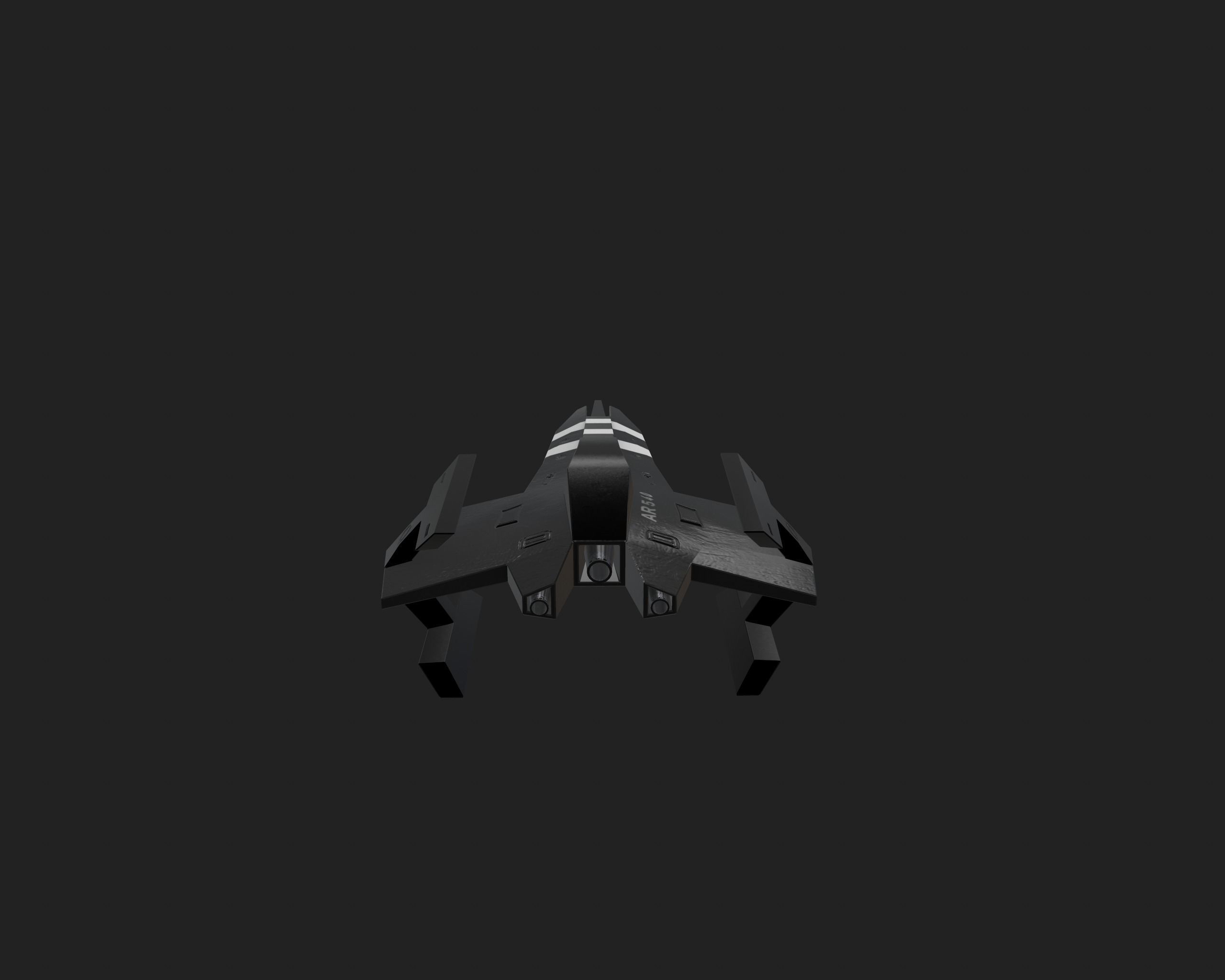 Spaceship Low-poly 3D model_3