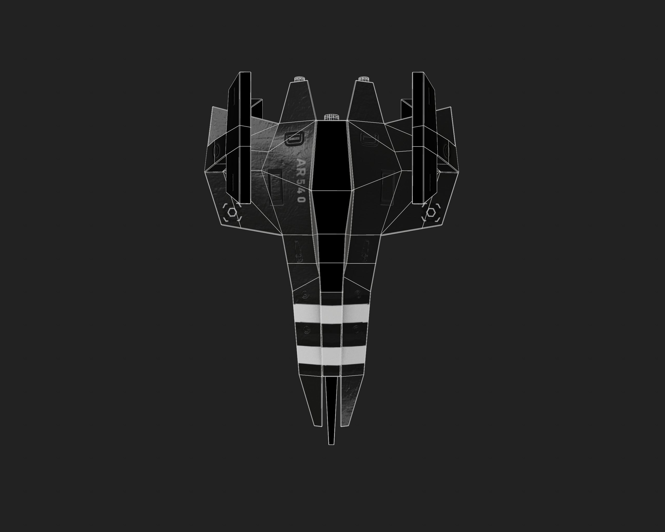 Spaceship Low-poly 3D model_5
