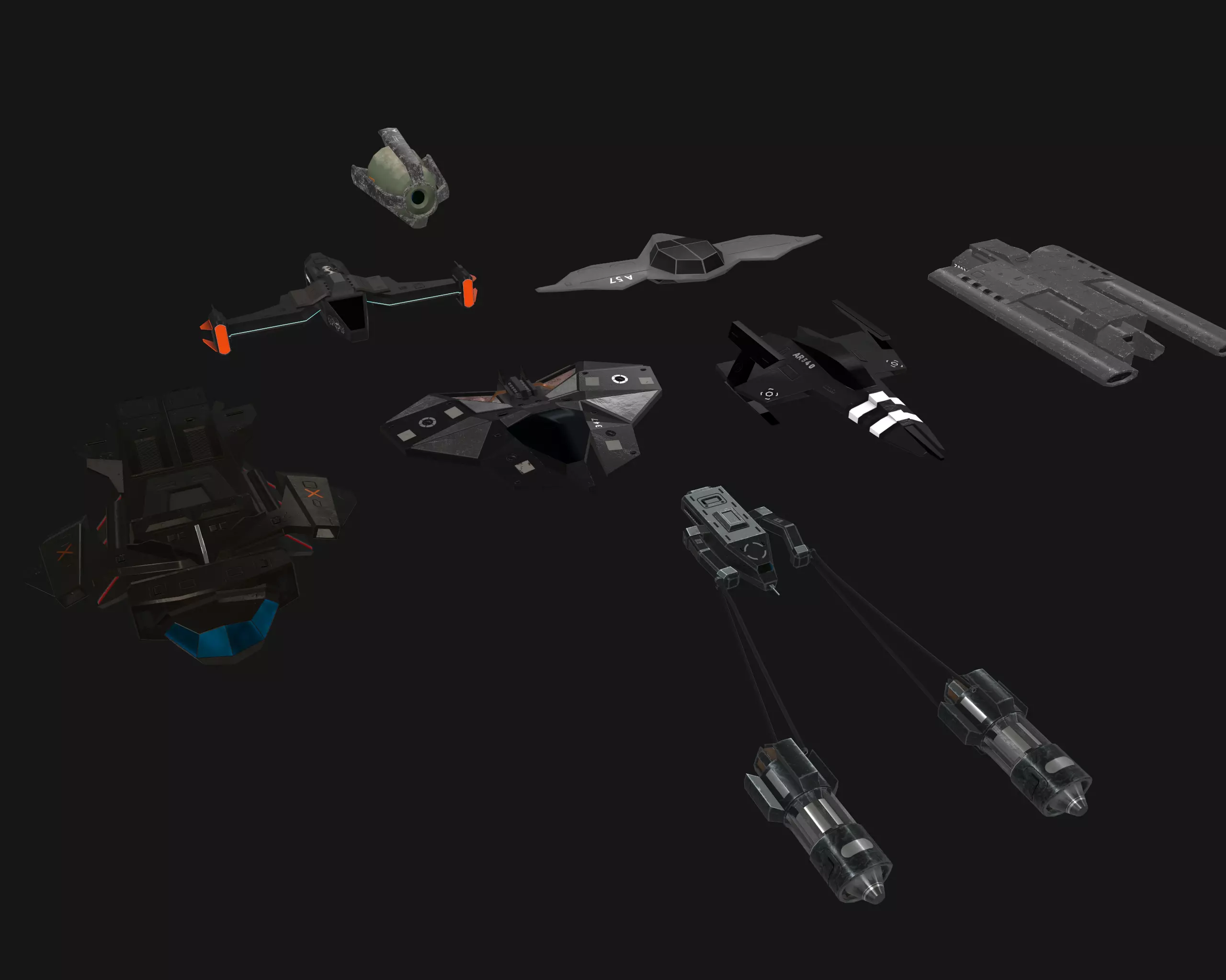 Spaceship Pack Low-poly 3D model_0