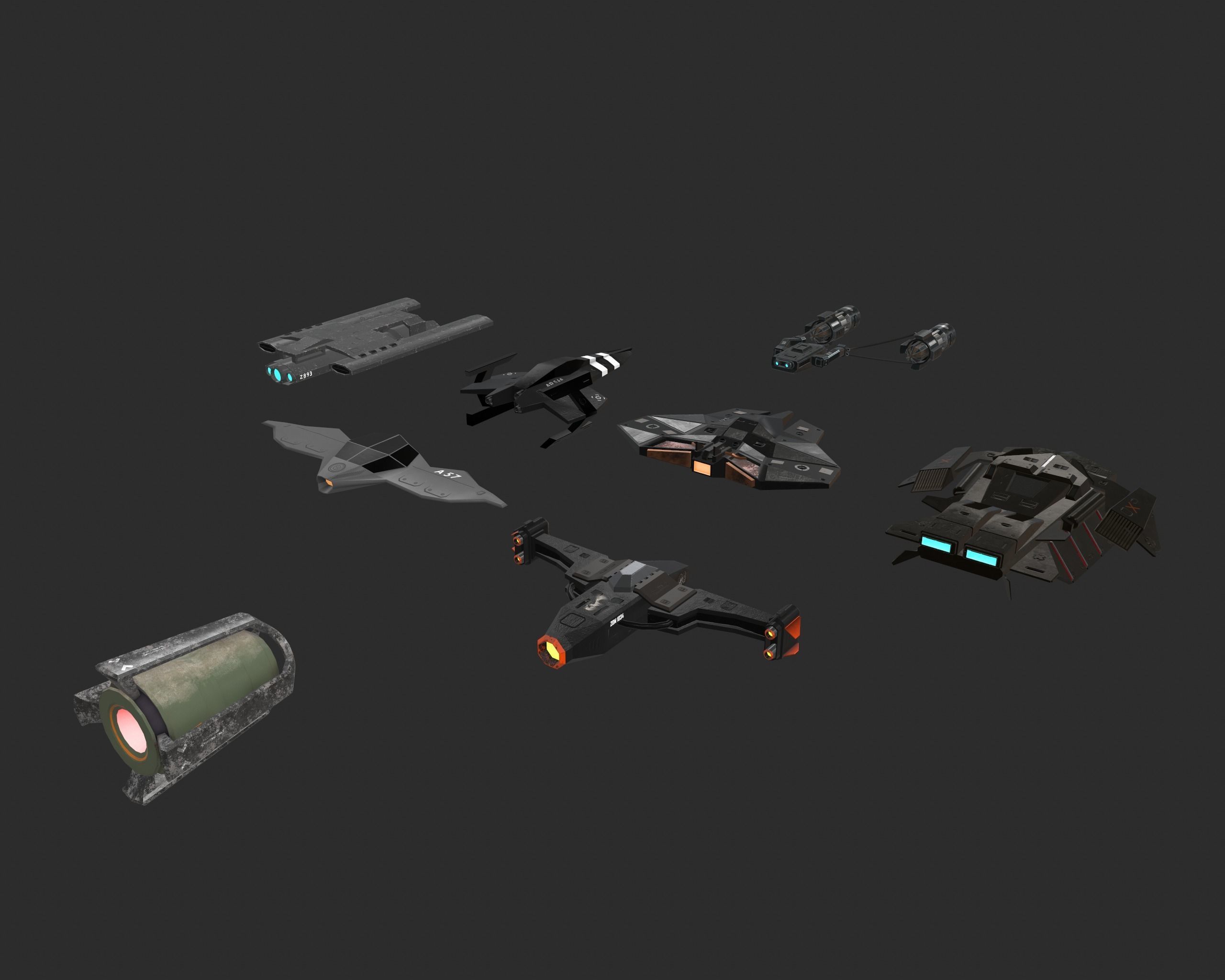 Spaceship Pack Low-poly 3D model_3