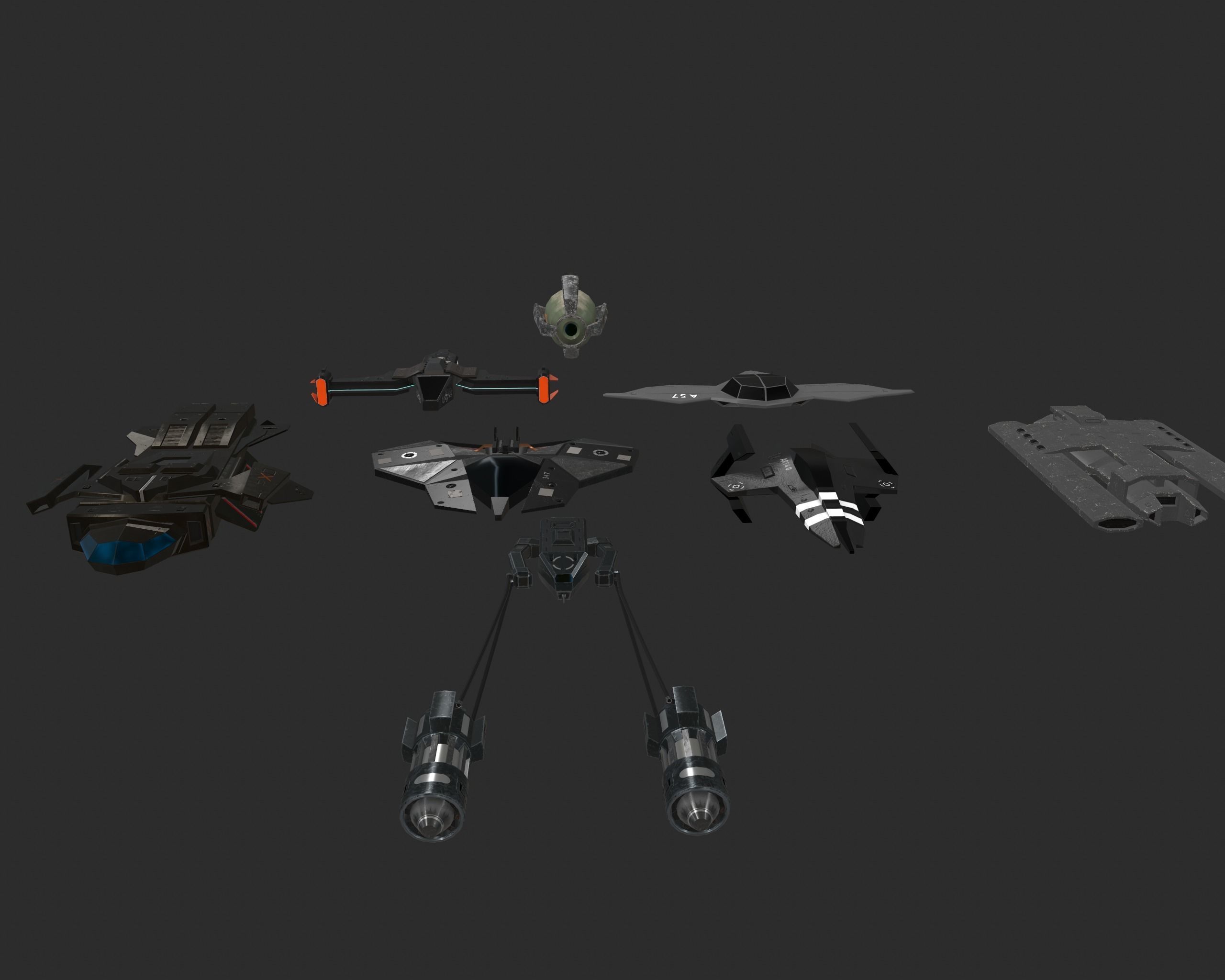 Spaceship Pack Low-poly 3D model_4