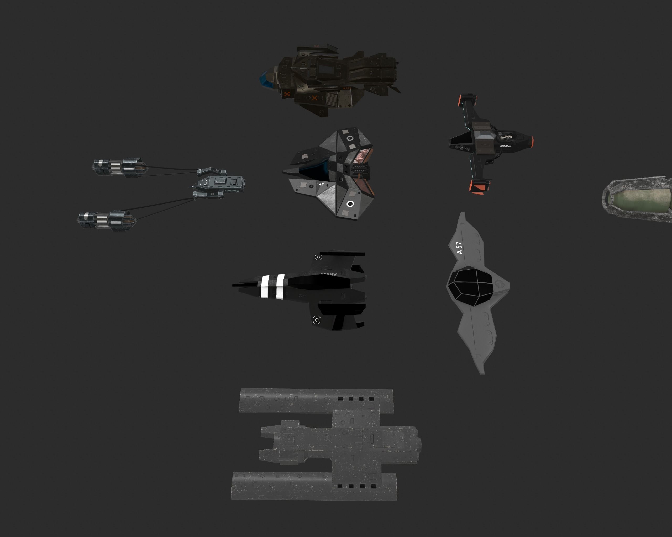 Spaceship Pack Low-poly 3D model_6