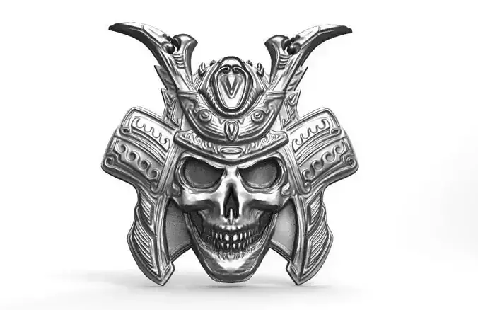 Samurai skull pendant
