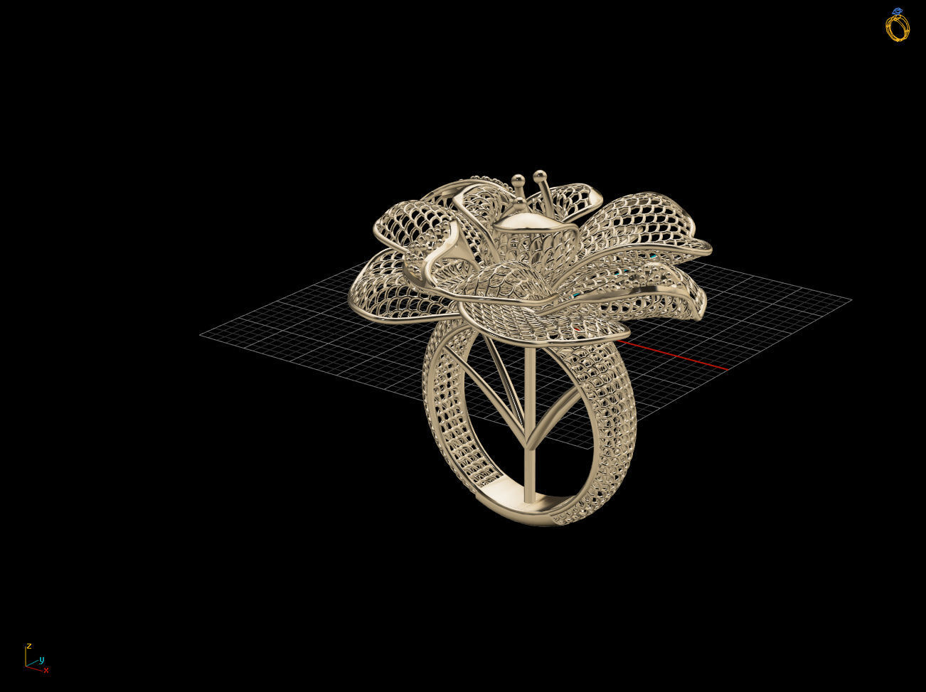 Flower Electro-Fusion Fashion Ring 3D print model_10