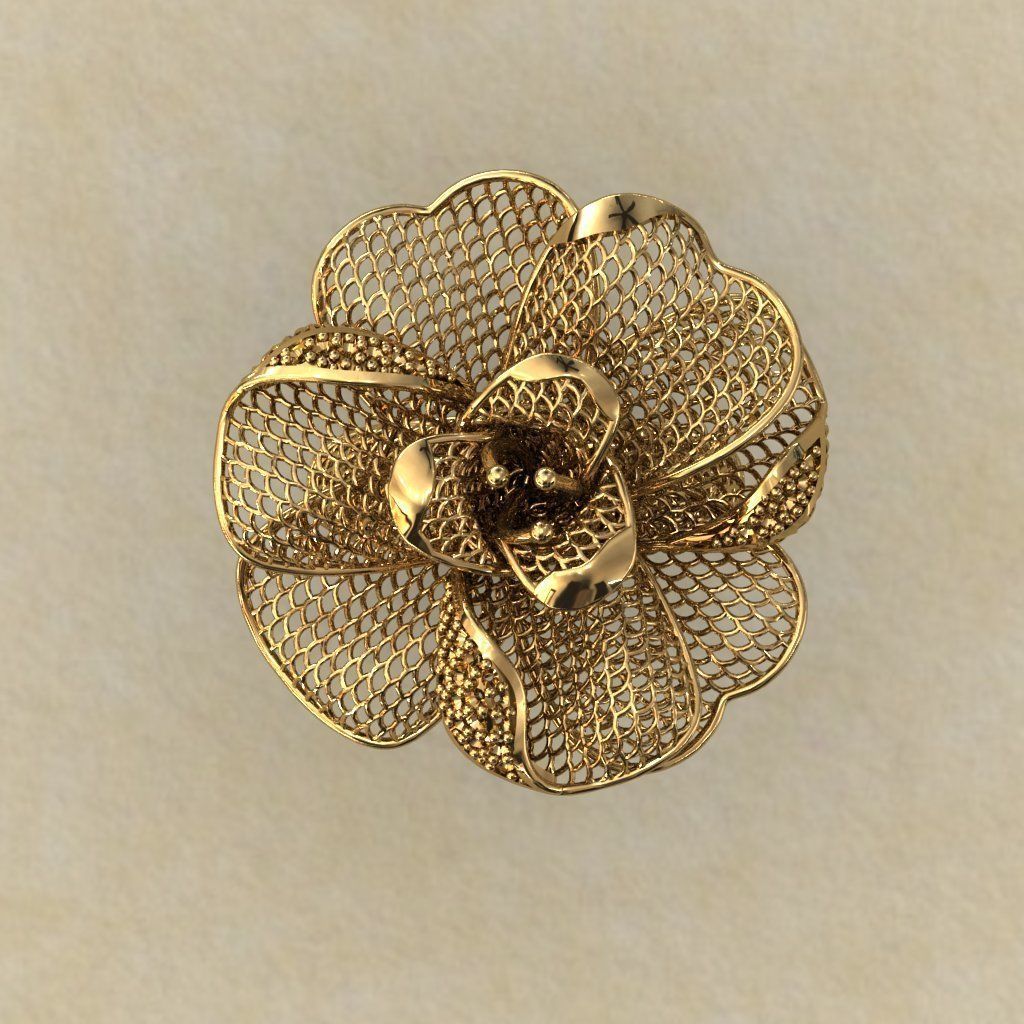 Flower Electro-Fusion Fashion Ring 3D print model_6