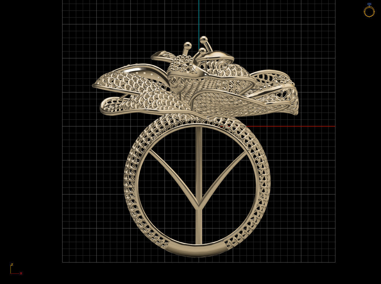 Flower Electro-Fusion Fashion Ring 3D print model_9