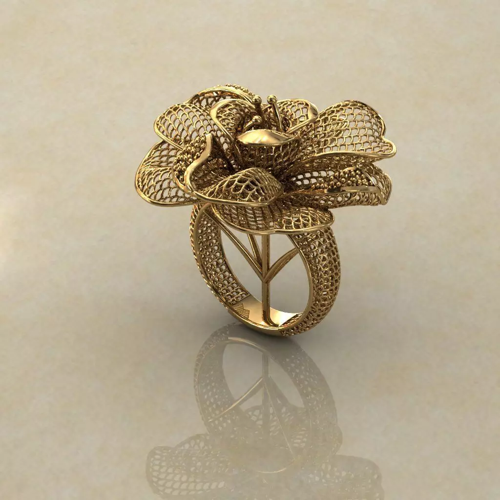 Flower Electro-Fusion Fashion Ring 3D print model_0