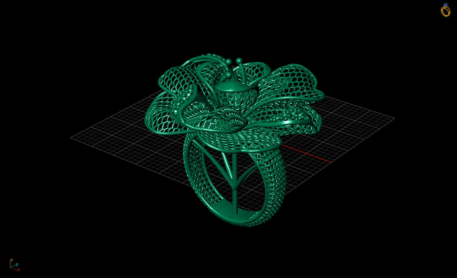Flower Electro-Fusion Fashion Ring 3D print model_4