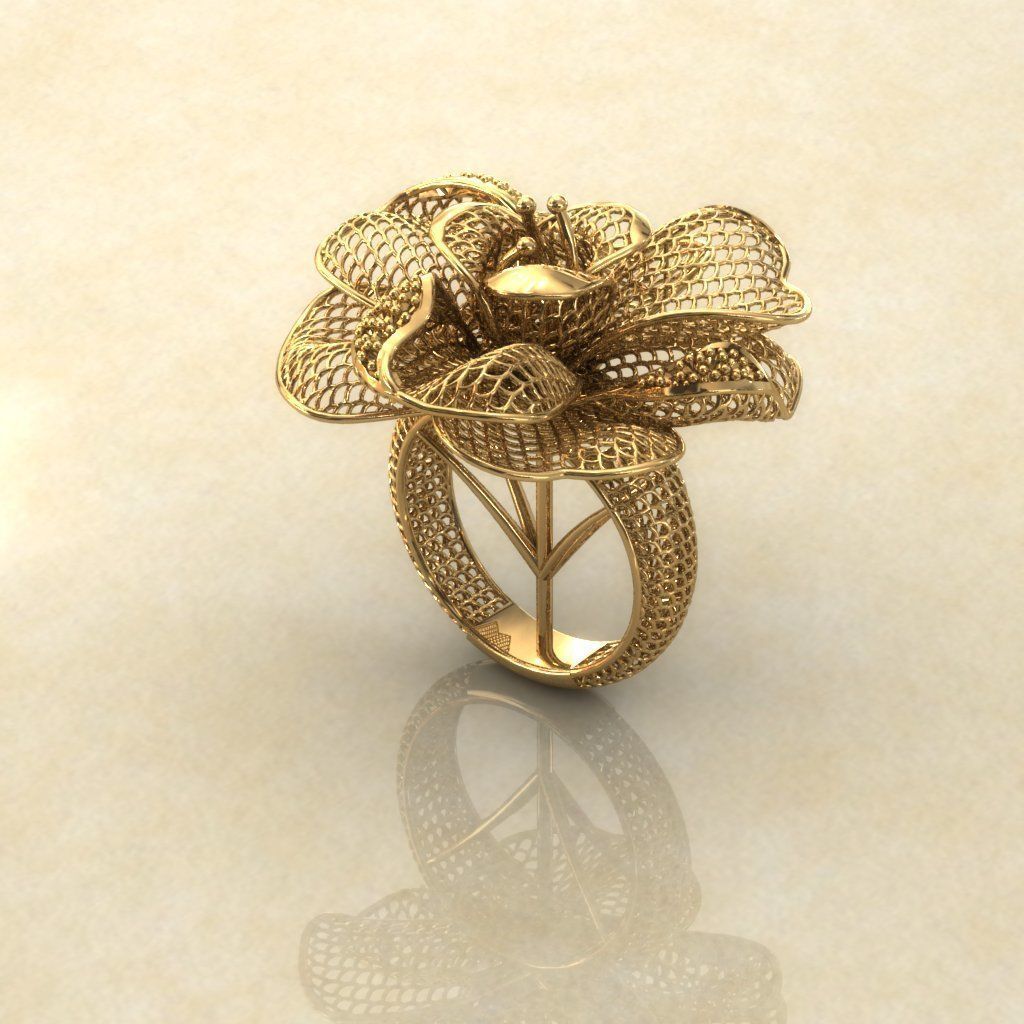 Flower Electro-Fusion Fashion Ring 3D print model_11