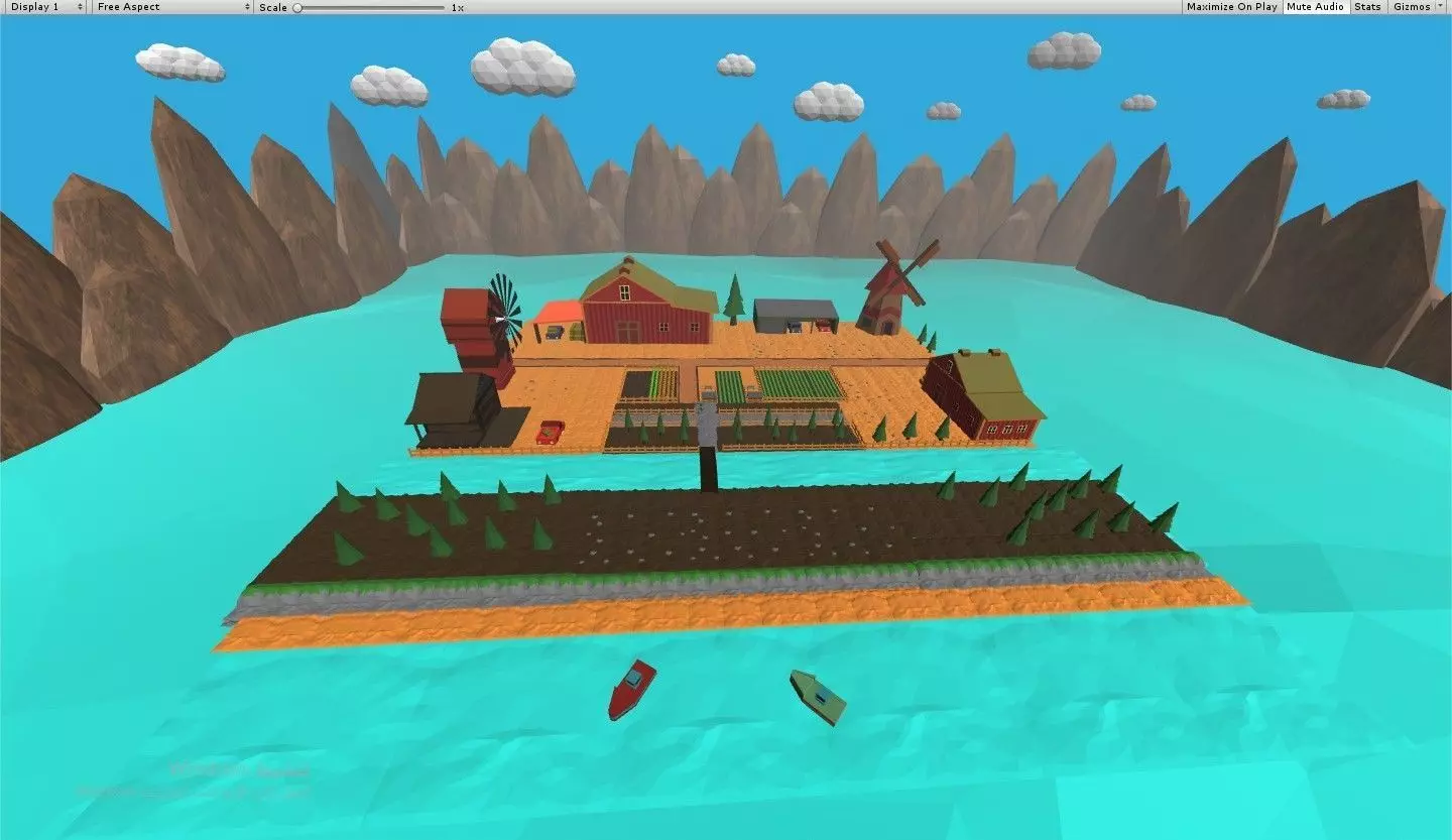 Field farm Free low-poly 3D model