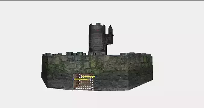 Medieval Fortress with Tower and Double Gates
