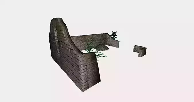 Abandoned Ruin Overgrown with Plants 3D model