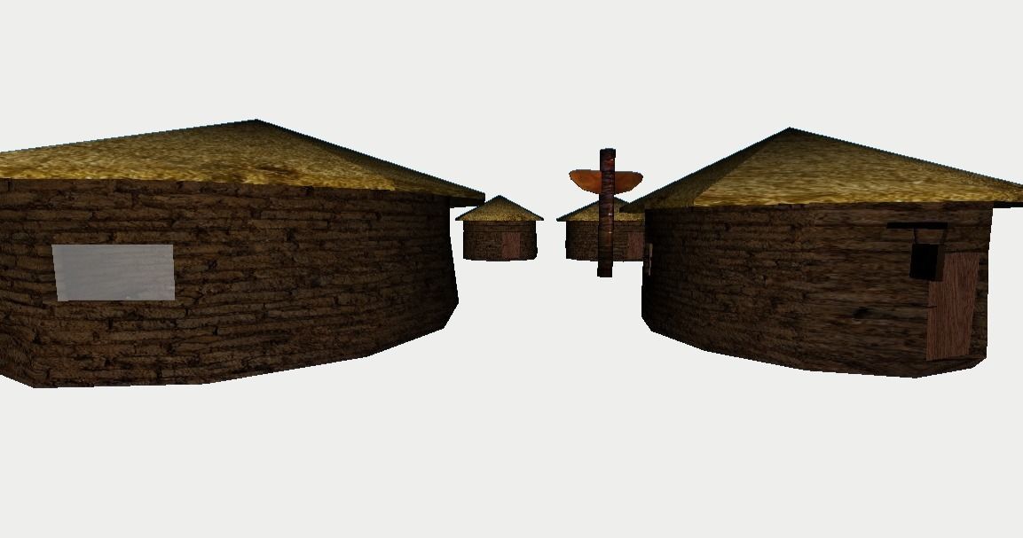 Primitive Rural Village with 13 Individual Shacks 3D model_17