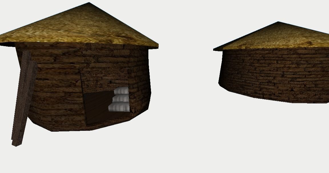 Primitive Rural Village with 13 Individual Shacks 3D model_38