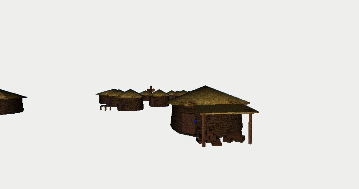 Primitive Rural Village with 13 Individual Shacks 3D model_8