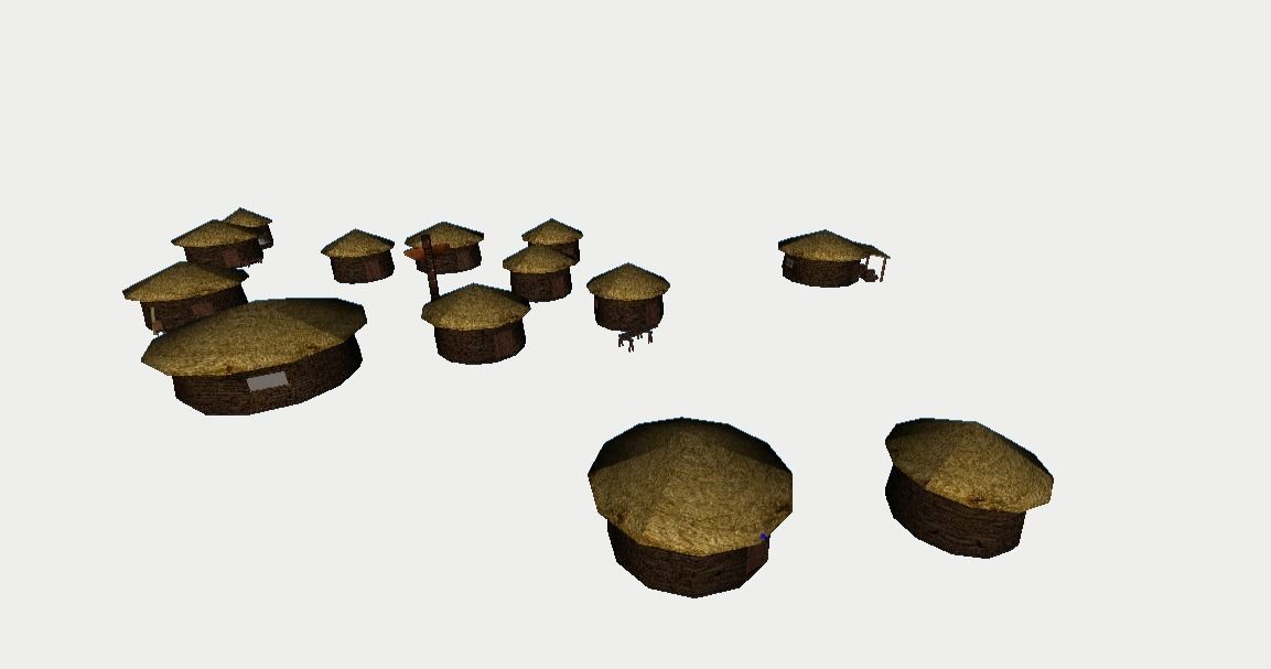 Primitive Rural Village with 13 Individual Shacks 3D model_4