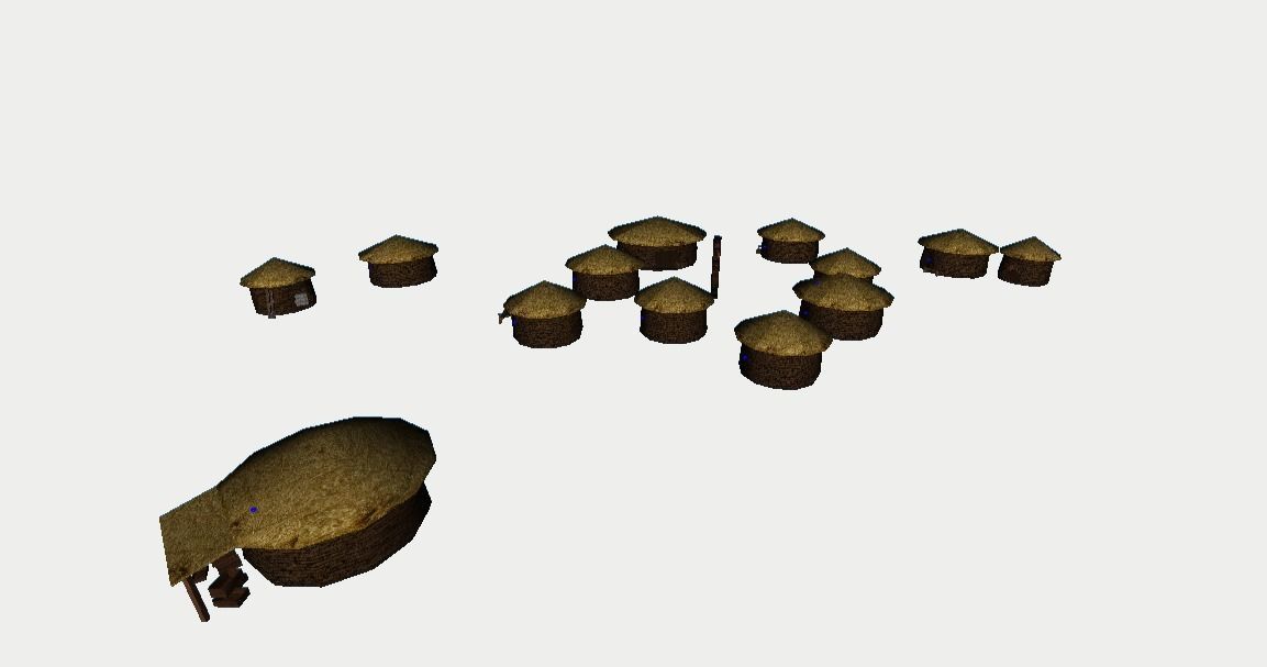 Primitive Rural Village with 13 Individual Shacks 3D model_10