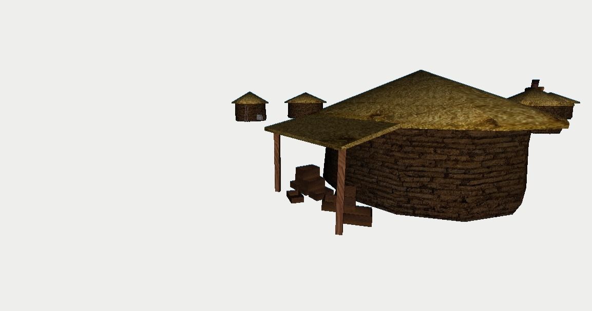 Primitive Rural Village with 13 Individual Shacks 3D model_41