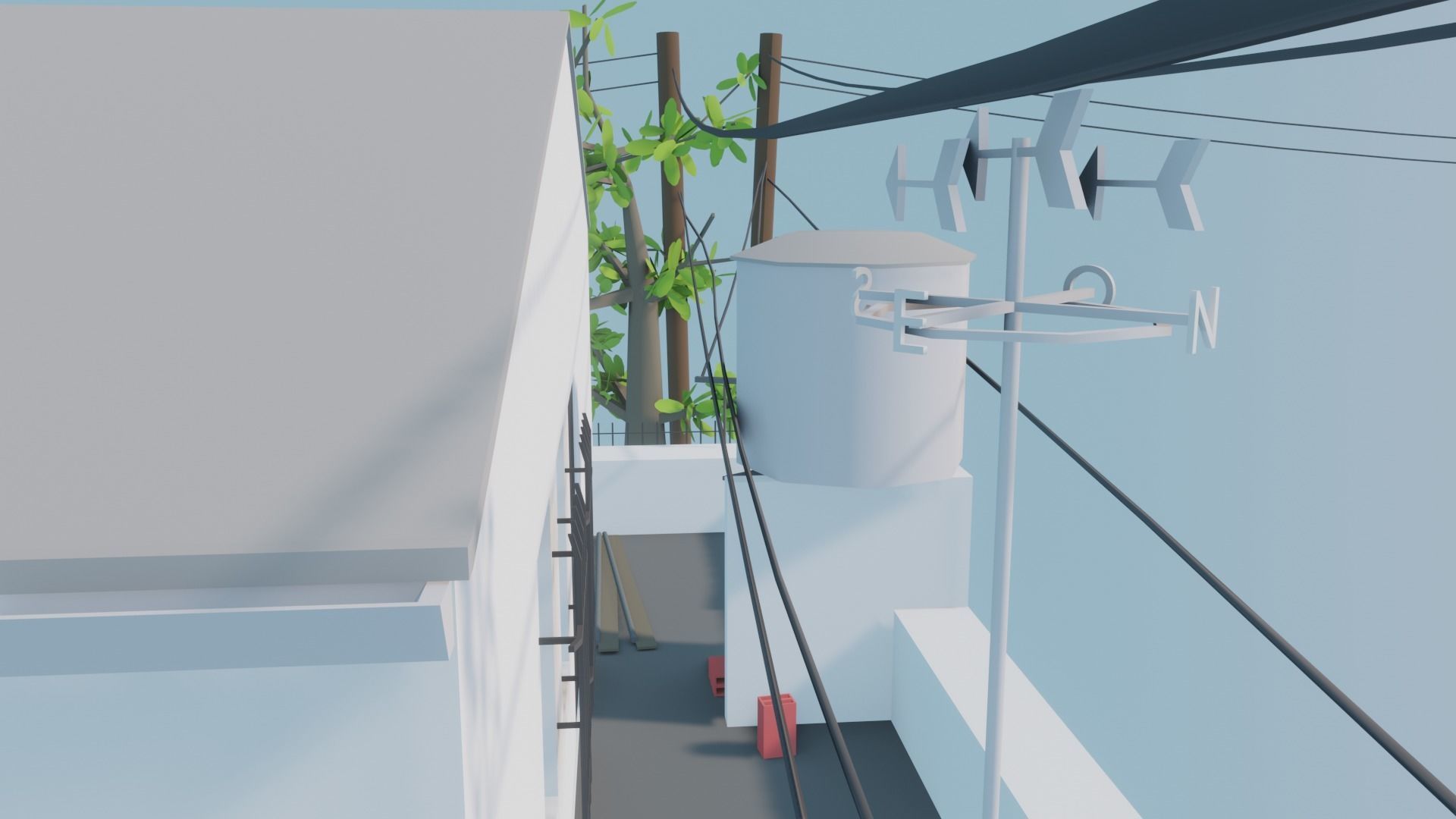 Low Poly House with roof Low-poly 3D model_3