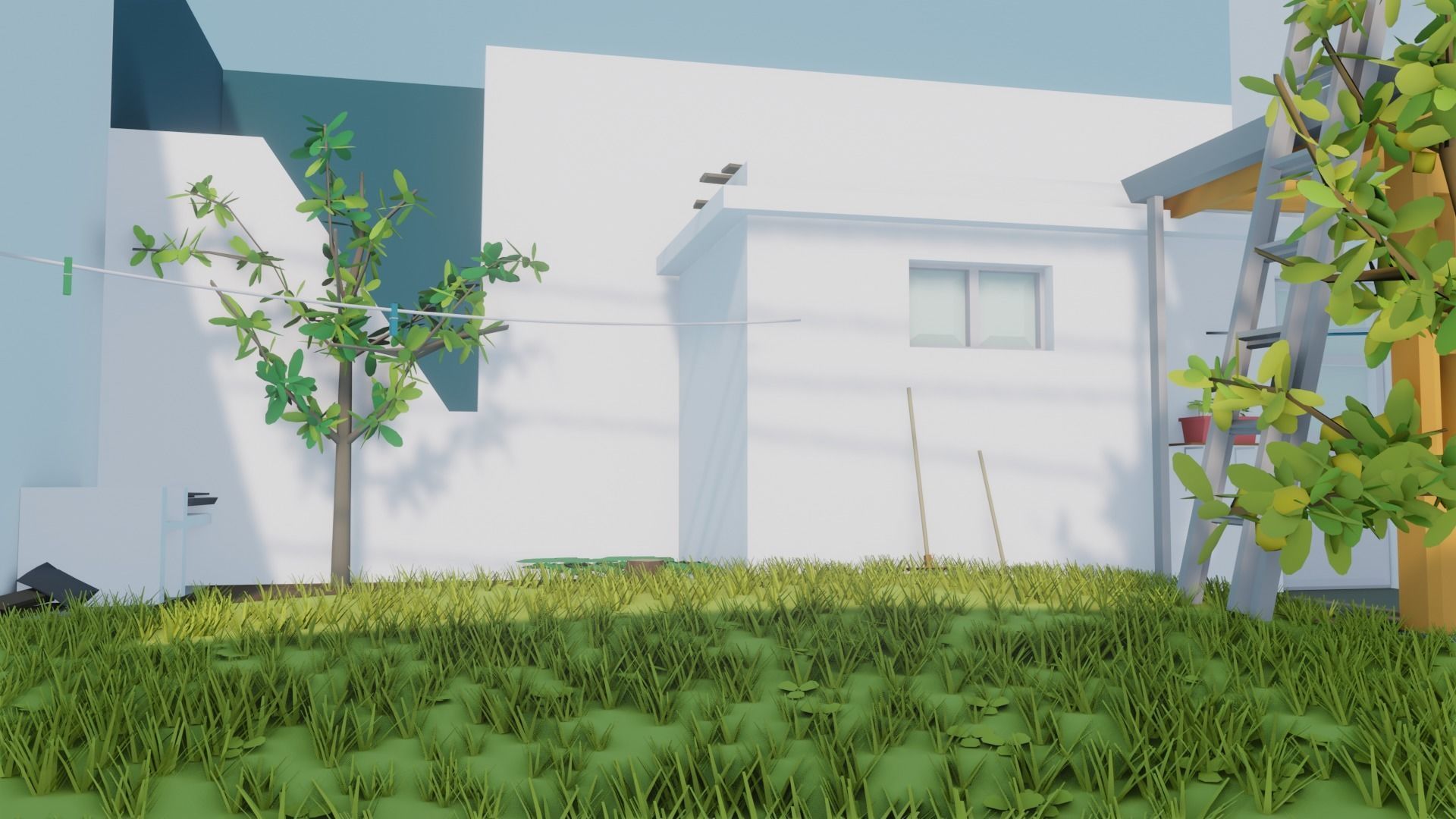 Low Poly House with roof Low-poly 3D model_7