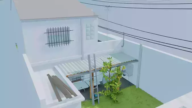 Low Poly House with roof Low-poly 3D model
