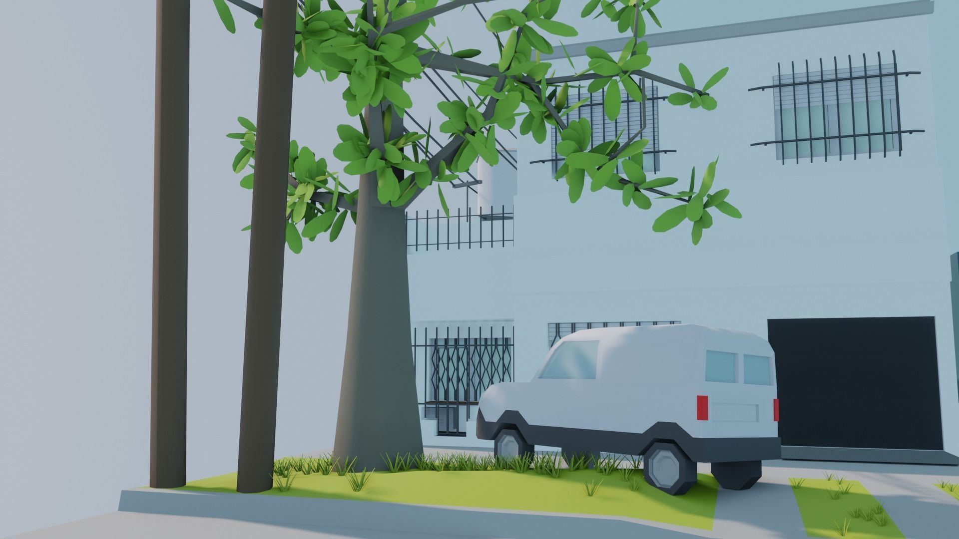 Low Poly House with roof Low-poly 3D model_2