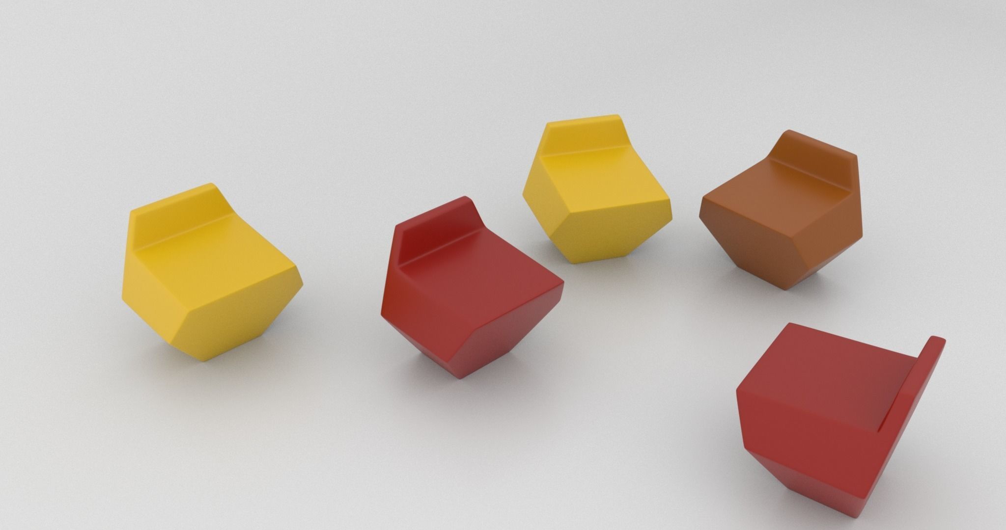 regular chair Low-poly 3D model_4