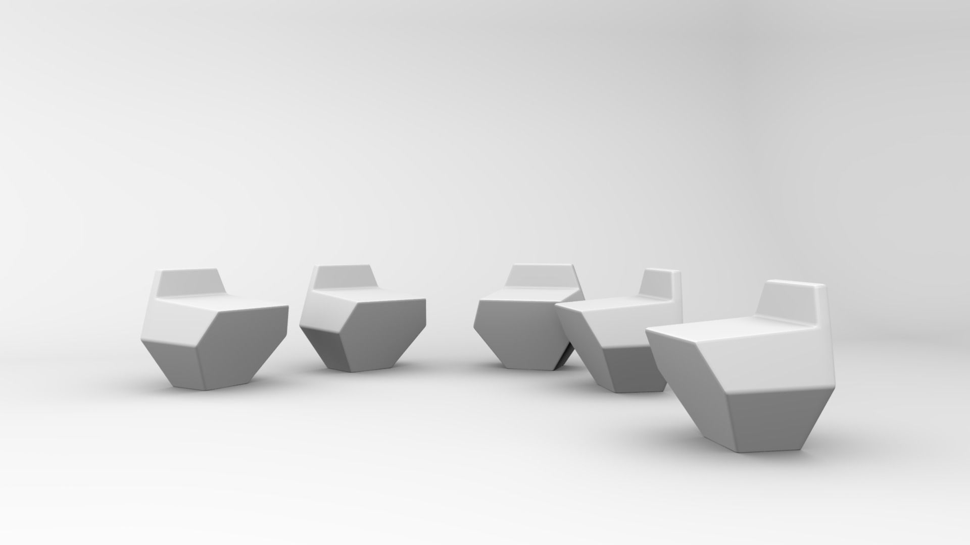 regular chair Low-poly 3D model_1