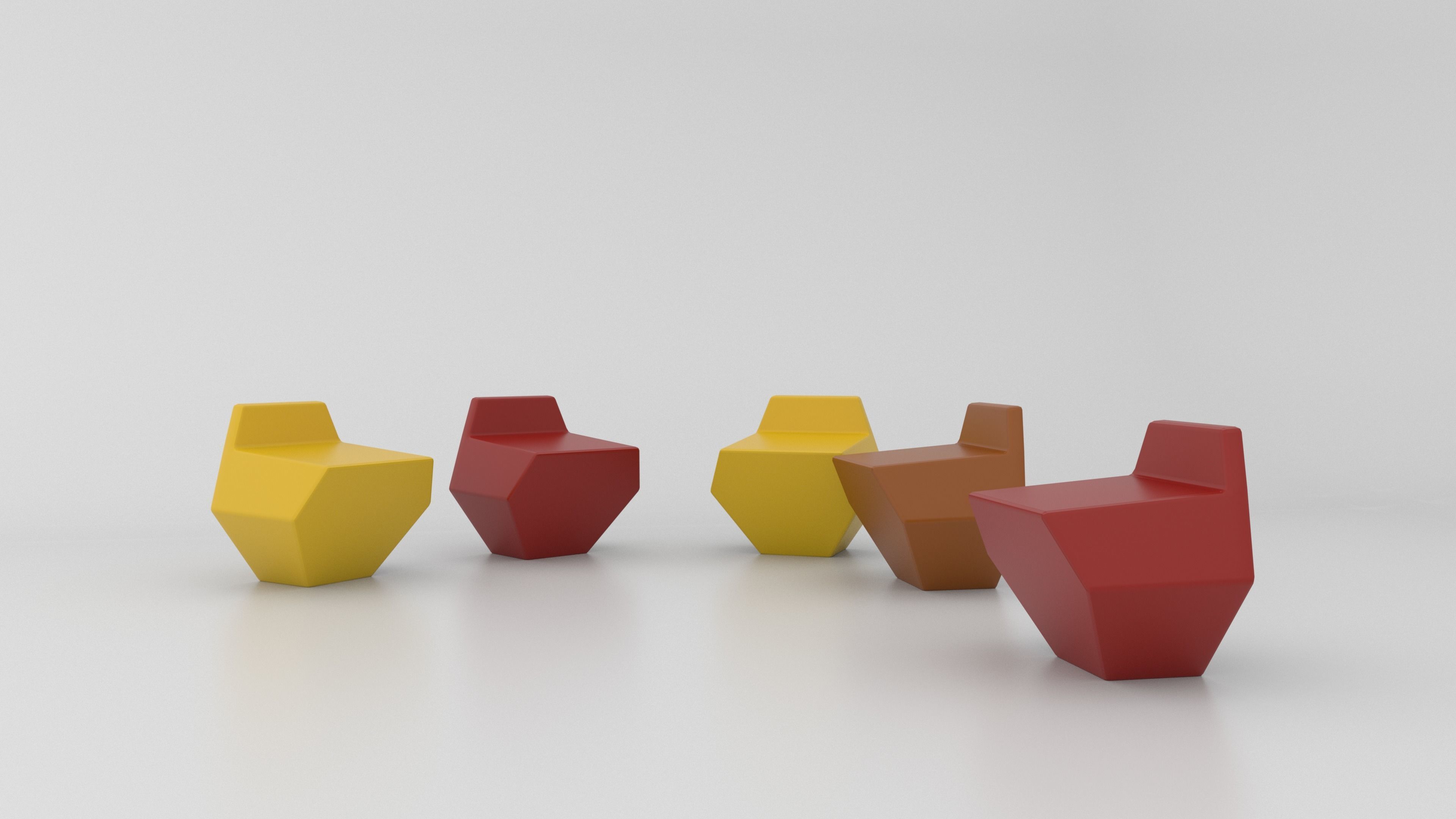 regular chair Low-poly 3D model_3