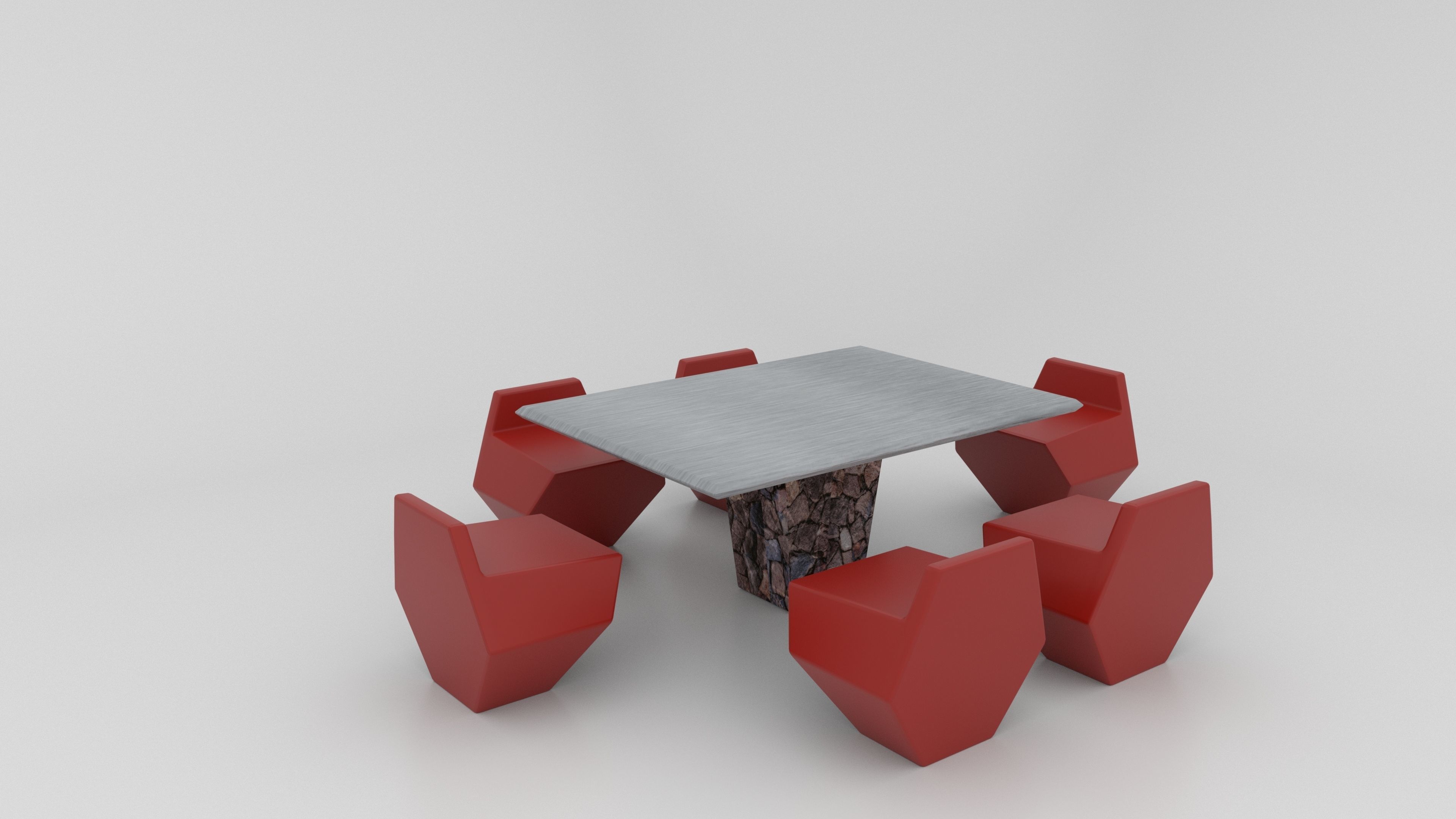 regular chair Low-poly 3D model_2