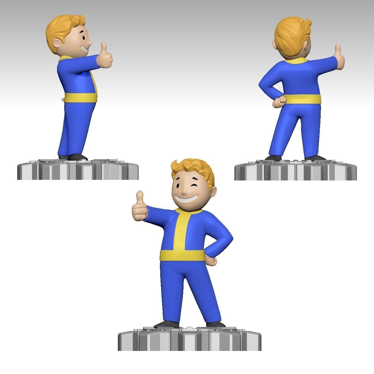 Vault Boy Multi Piece 3D Deluxe 3D Print Sculpt 3D print model_1