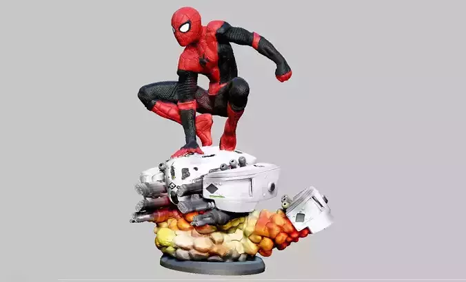 SPIDERMAN UPGRADE SUIT FARFROMHOME DRONE BATTLE STATUE