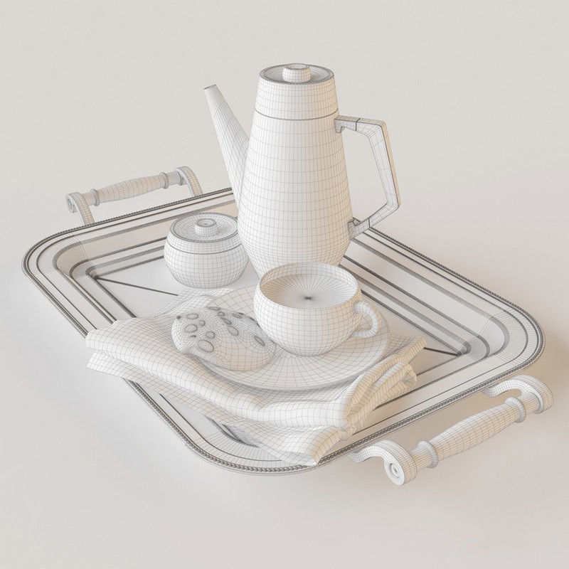 coffee set Decorative Tableware Free 3D model_1