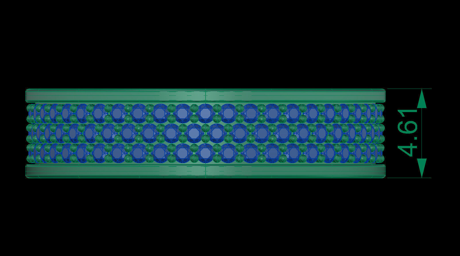 Three-Row Diamond Wedding Band size 16 mm 3D print model_11