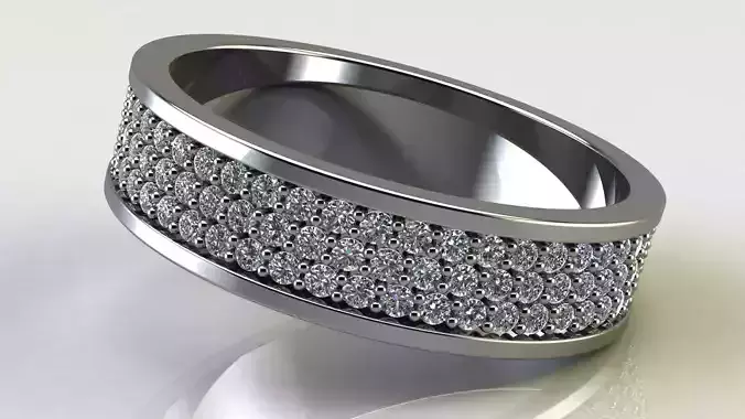 Three-Row Diamond Wedding Band size 16 mm