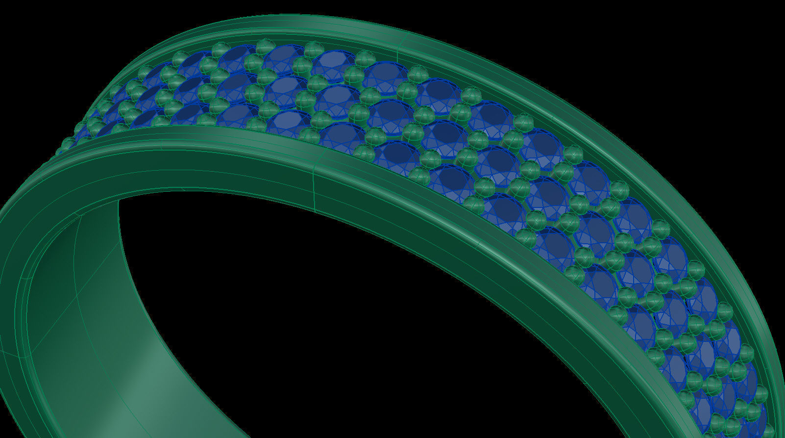 Three-Row Diamond Wedding Band size 16 mm 3D print model_15