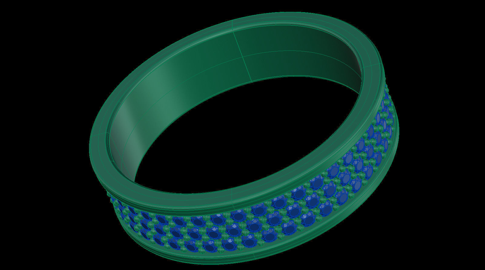 Three-Row Diamond Wedding Band size 16 mm 3D print model_13