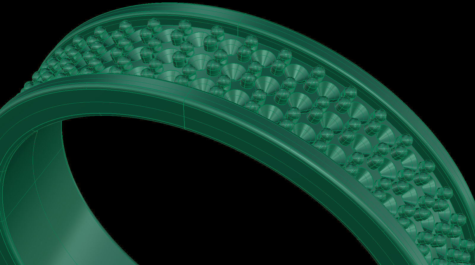 Three-Row Diamond Wedding Band size 16 mm 3D print model_14