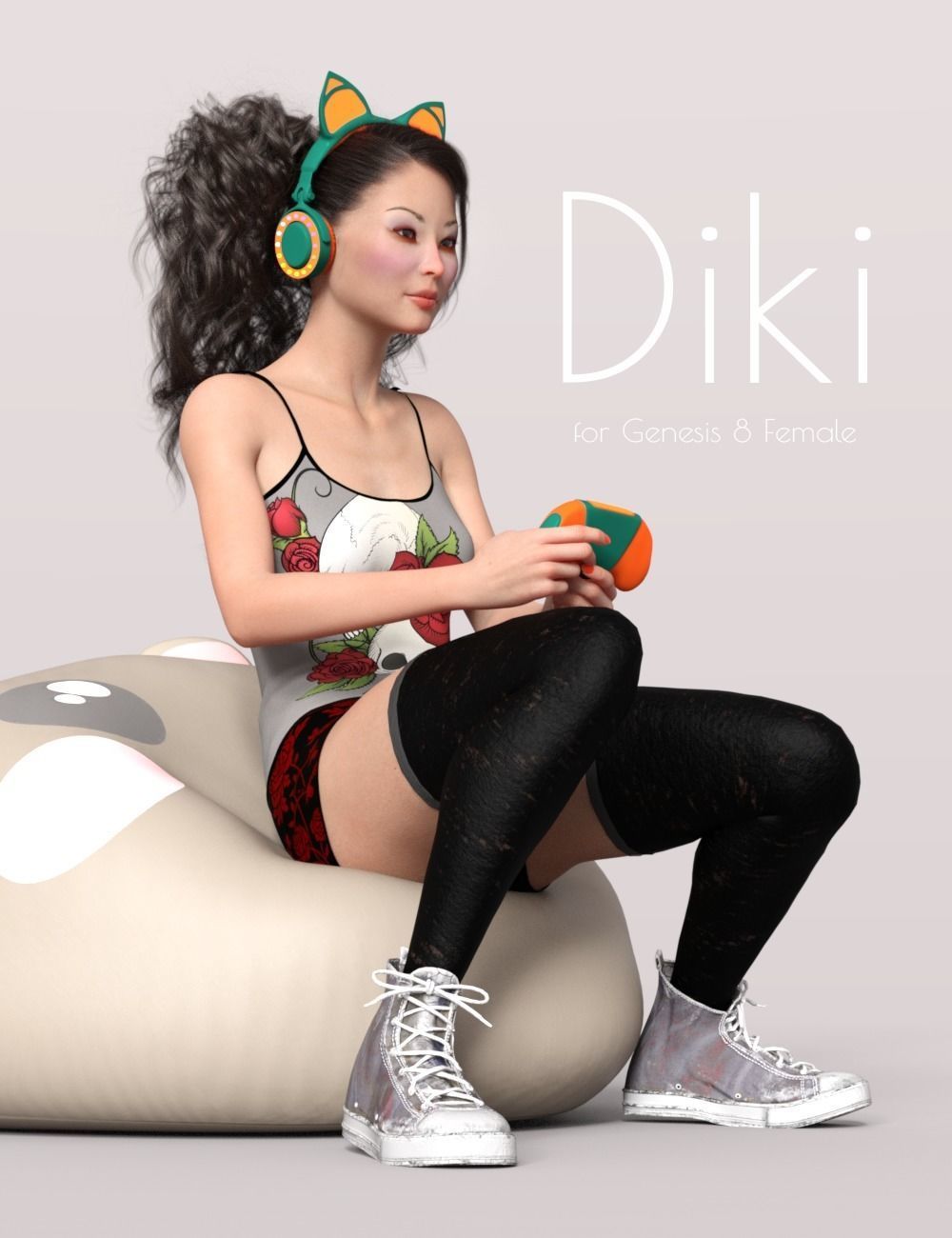 Diki - Beautiful Asian Female 3D model_4