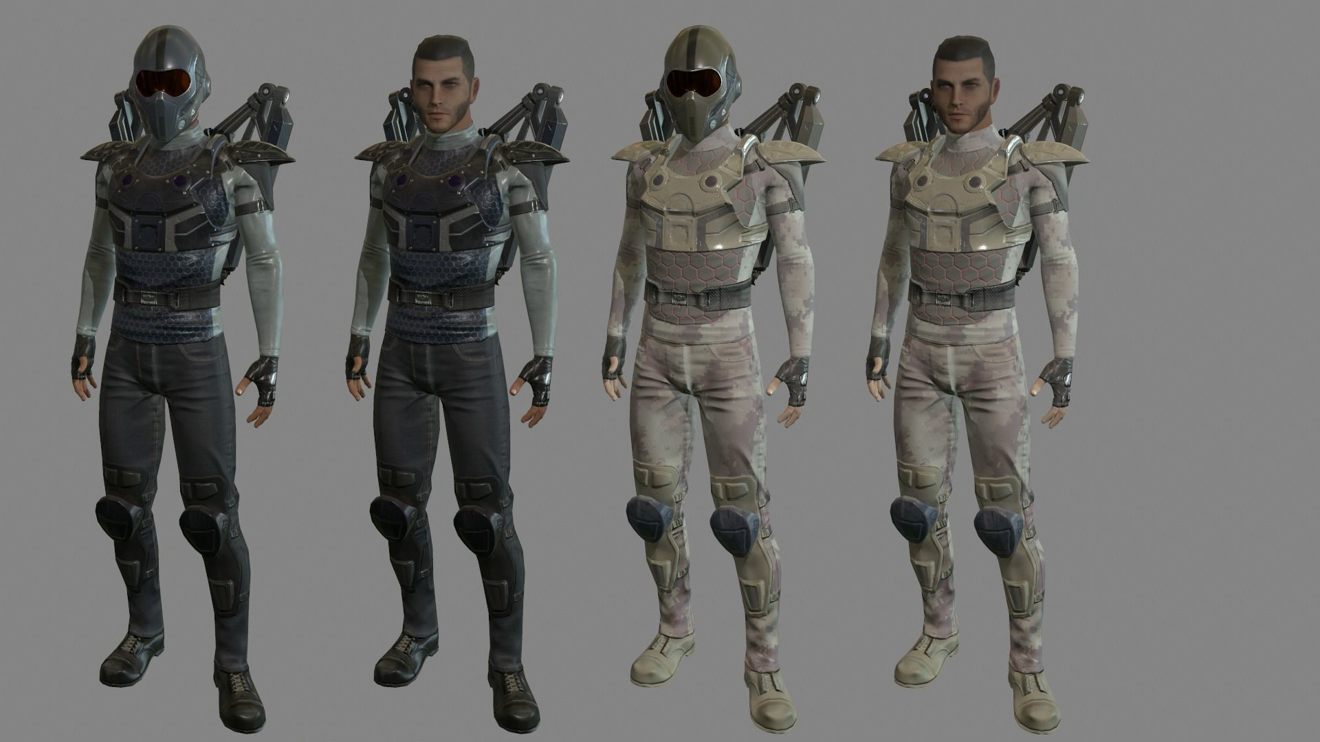 Sci-fi Male Suit Low-poly 3D model_2
