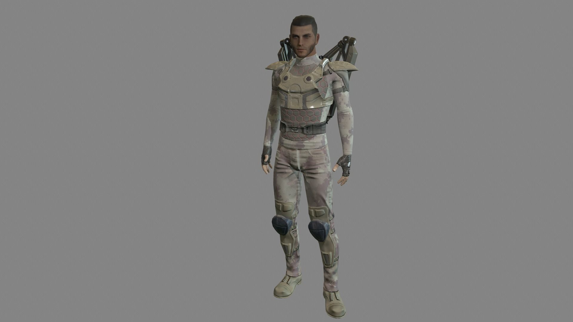 Sci-fi Male Suit Low-poly 3D model_17