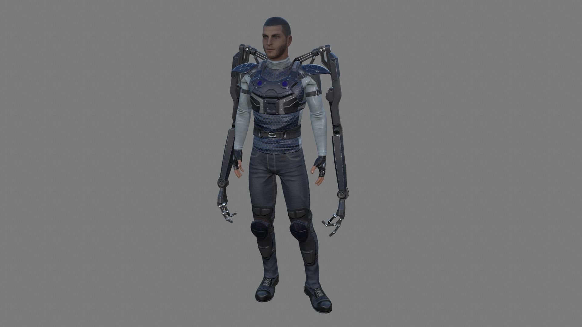 Sci-fi Male Suit Low-poly 3D model_5