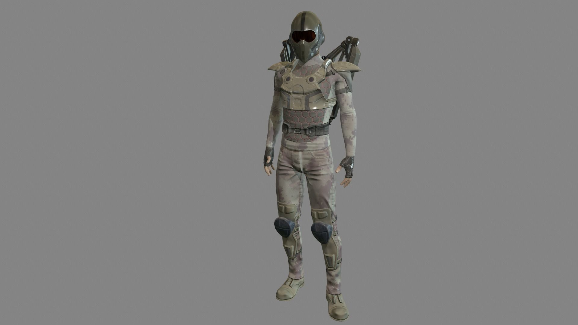 Sci-fi Male Suit Low-poly 3D model_15