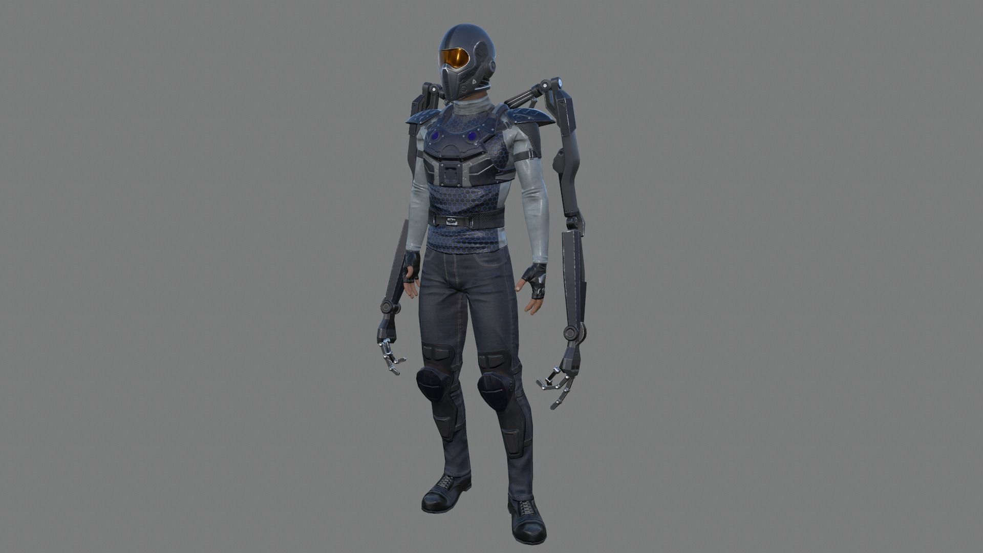 Sci-fi Male Suit Low-poly 3D model_4