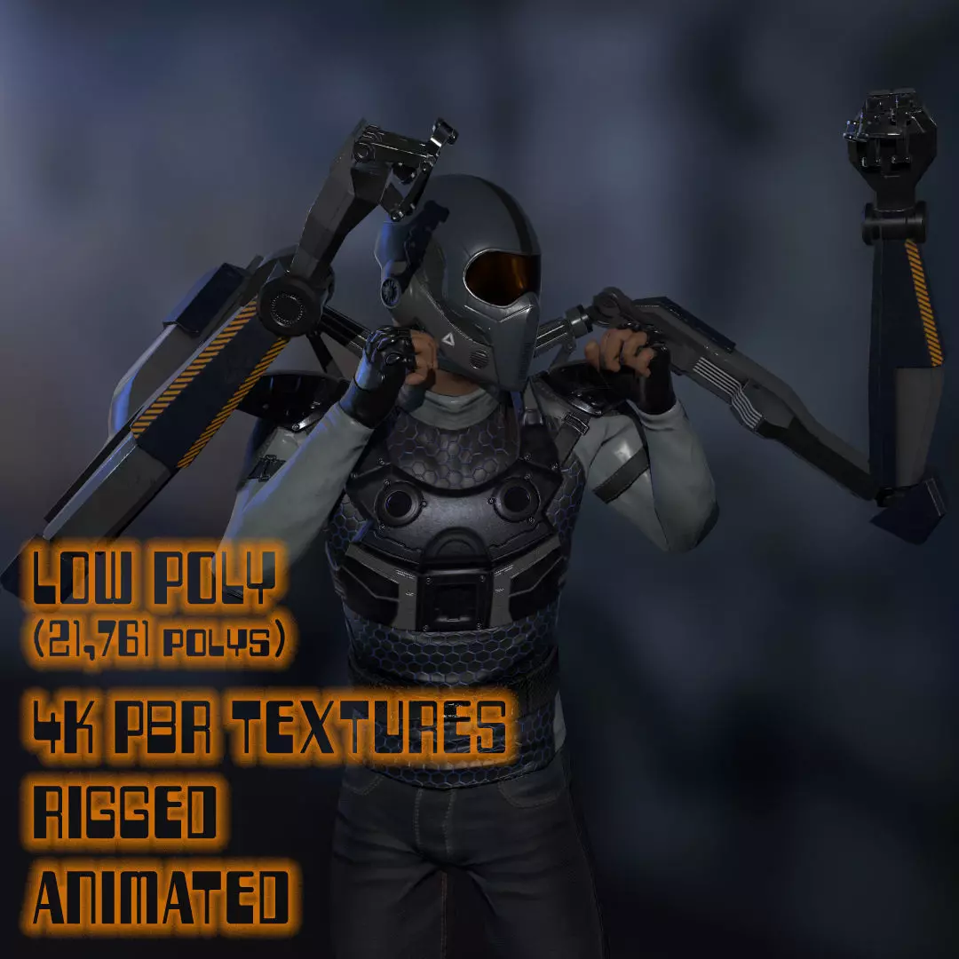 Sci-fi Male Suit Low-poly 3D model_0