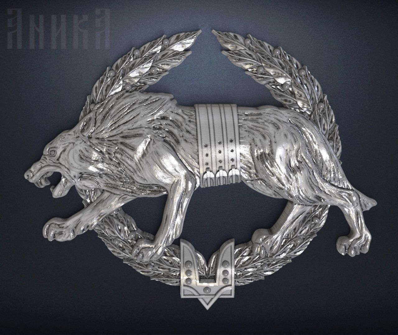 Wolf icon 3D print model_4